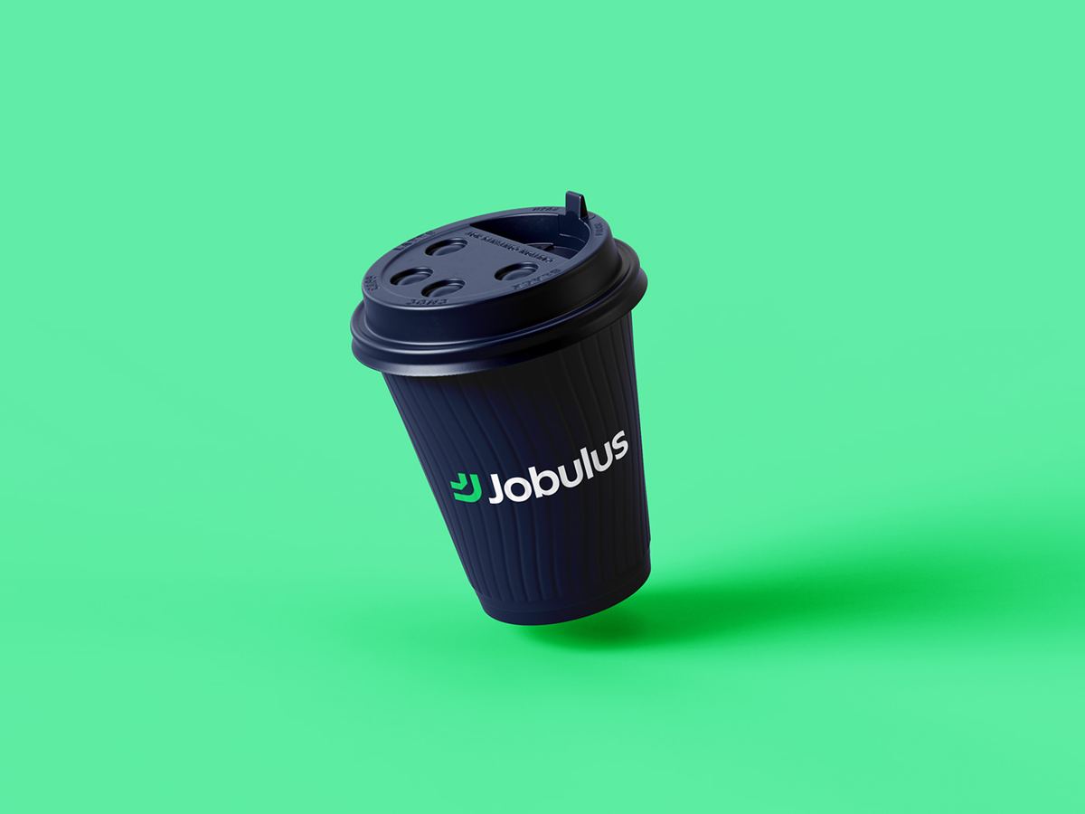 Navy Jobulus takeaway coffee cup with white logo