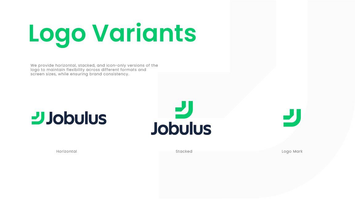 Jobulus logo variants: horizontal, stacked and icon-only